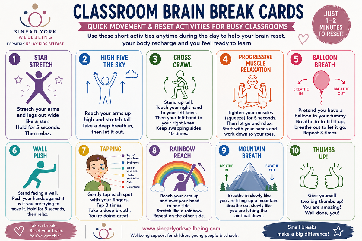 School Resources - Classroom Brain Break Cards
